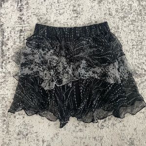 IRO Loey Tiered Ruffle Skirt Printed Black